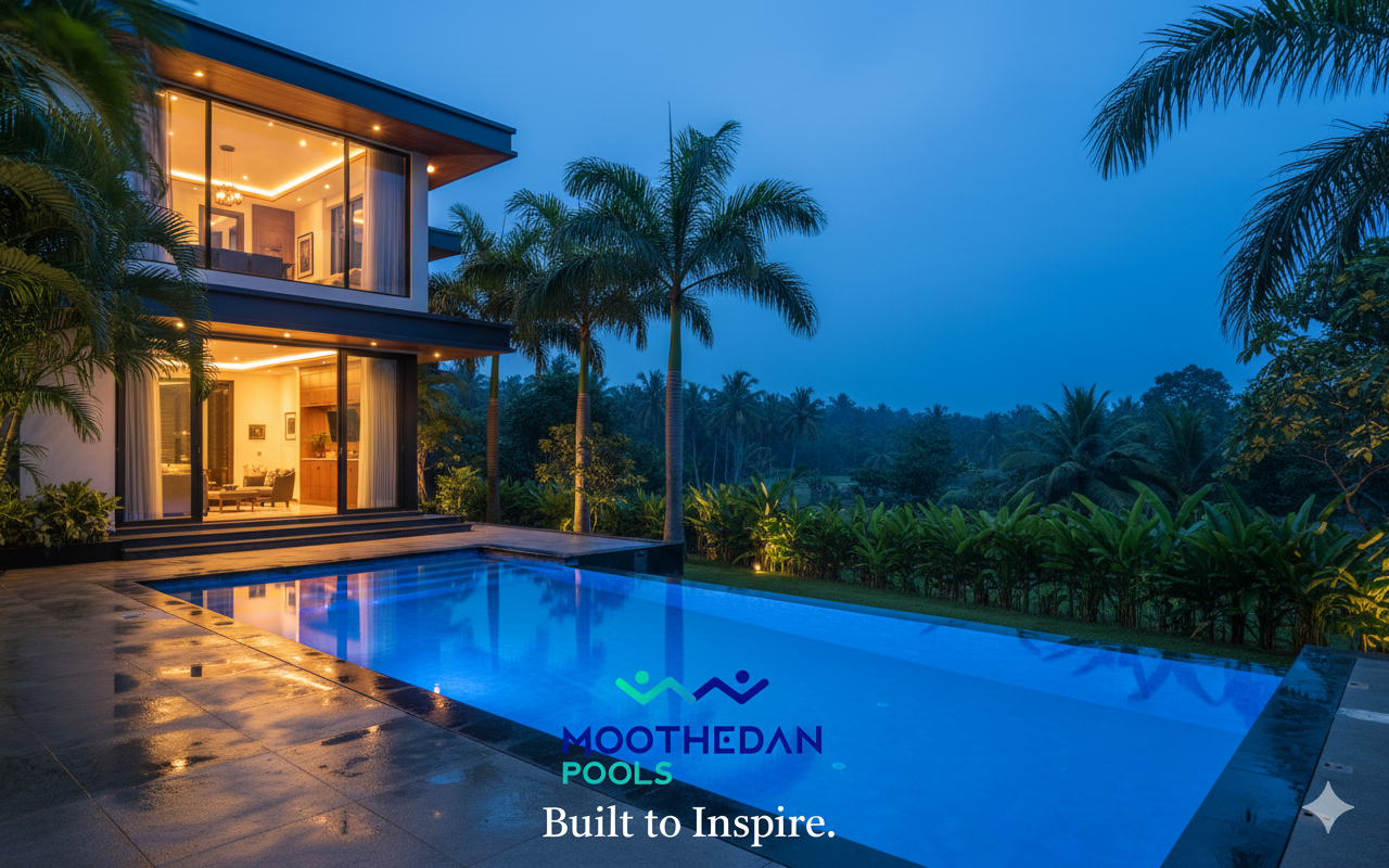 Luxury swimming pool by Moothedan Projects & Pools — India's No.1 pool manufacturer